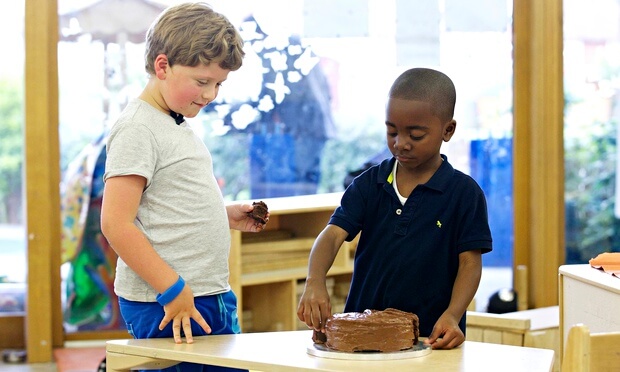 Chaim, Christian and the chocolate cake. Photograph: Katie Hyams/Channel 4